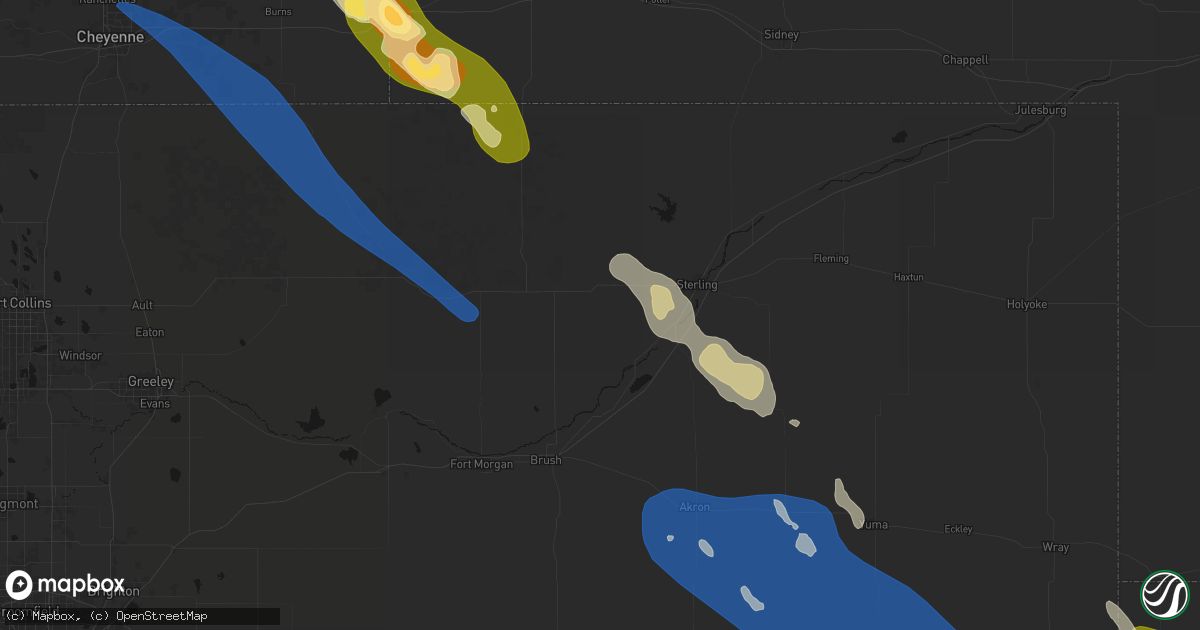 Hail map in Merino, CO on May 9, 2026