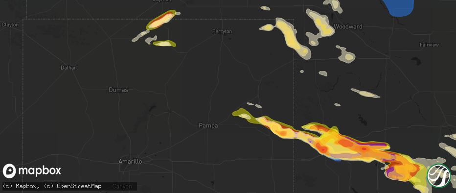 Hail map in Miami, TX on May 9, 2026