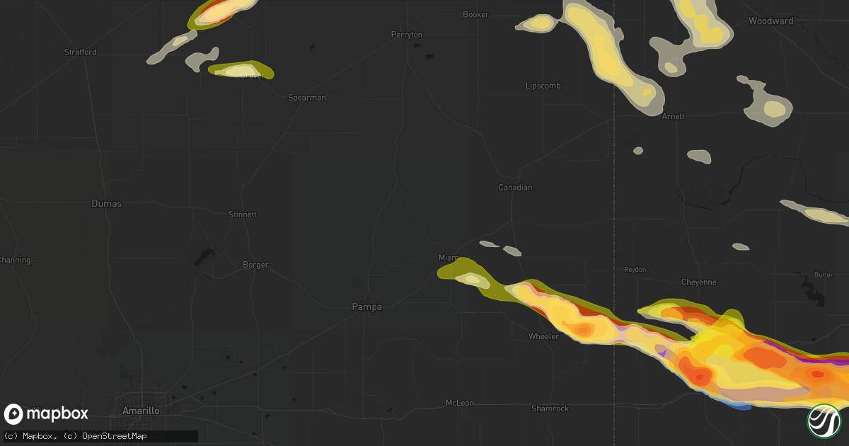 Hail map in Miami, TX on May 9, 2026