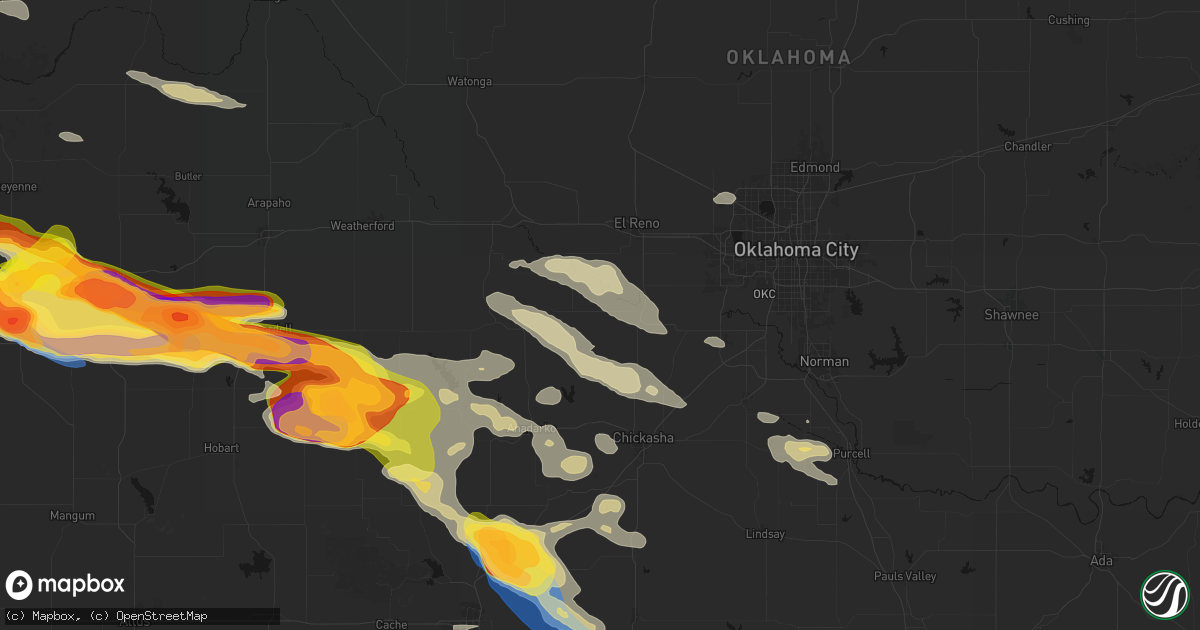 Hail map in Minco, OK on May 9, 2026