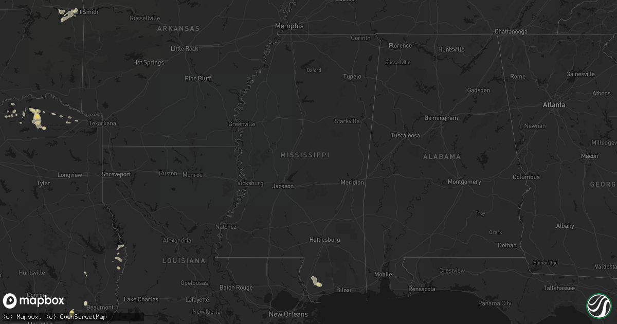 Hail map in Mississippi on May 9, 2026