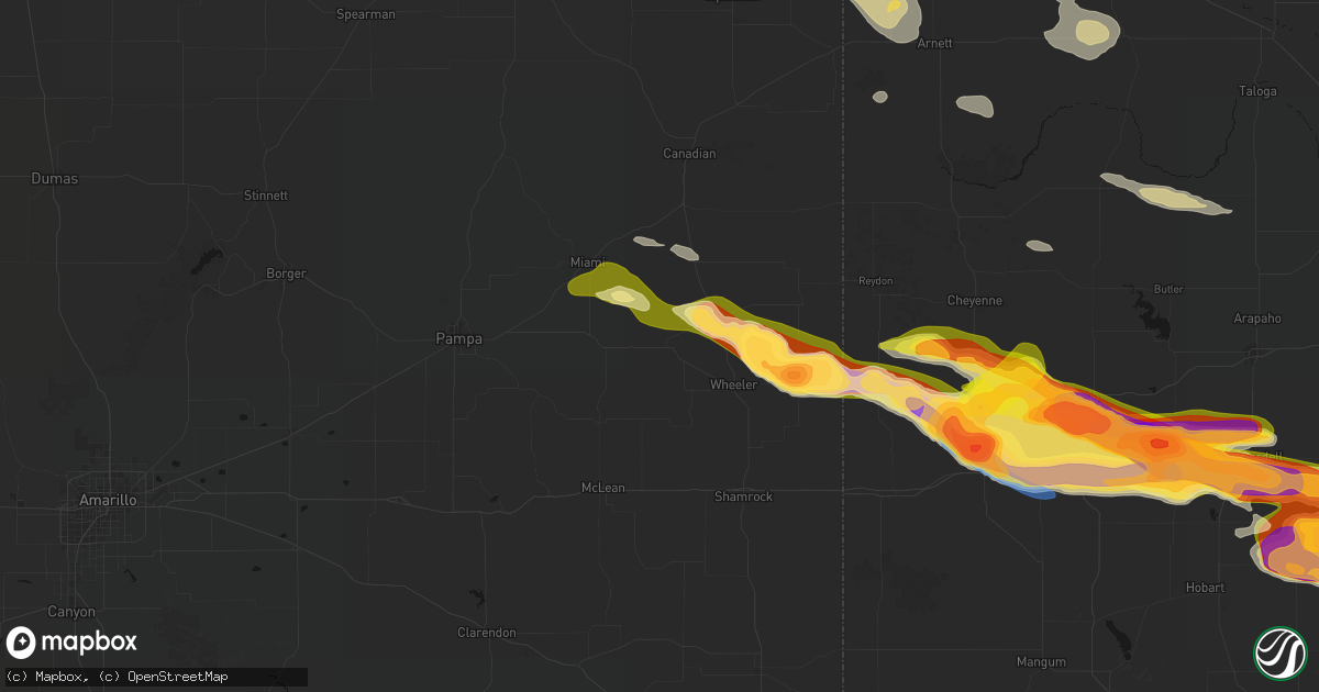 Hail map in Mobeetie, TX on May 9, 2026