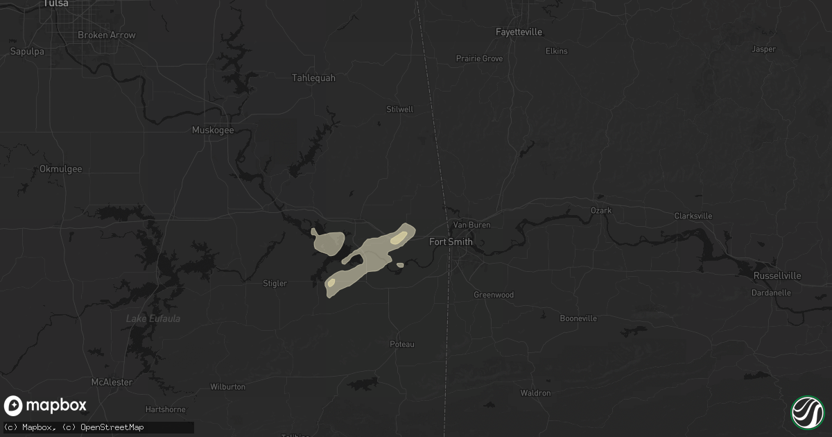 Hail map in Muldrow, OK on May 9, 2026