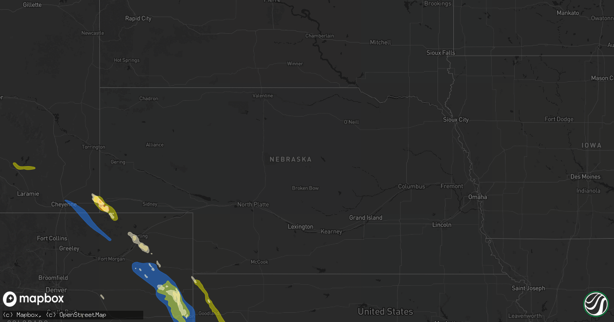 Hail map in Nebraska on May 9, 2026