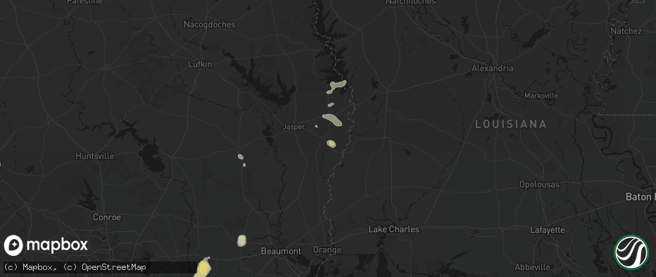 Hail map in Newton, TX on May 9, 2026