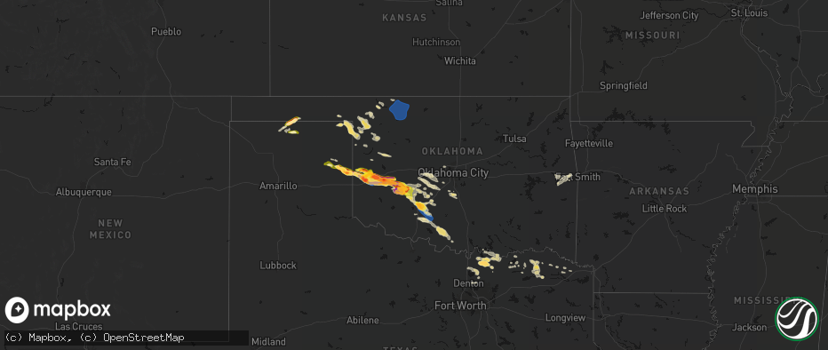 Hail map in Oklahoma on May 9, 2026
