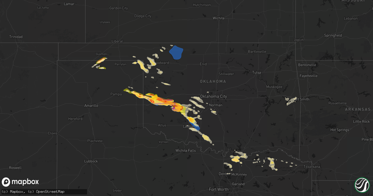 Hail map in Oklahoma on May 9, 2026