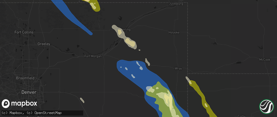Hail map in Otis, CO on May 9, 2026