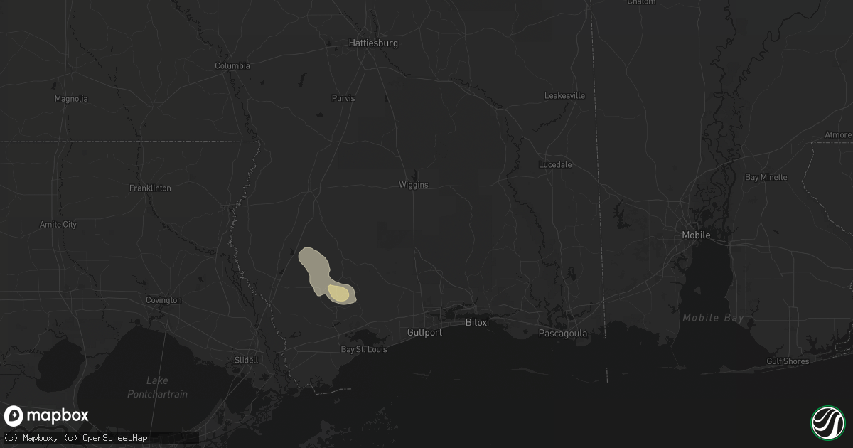 Hail map in Perkinston, MS on May 9, 2026