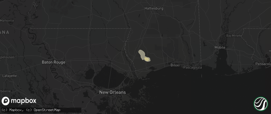 Hail map in Picayune, MS on May 9, 2026