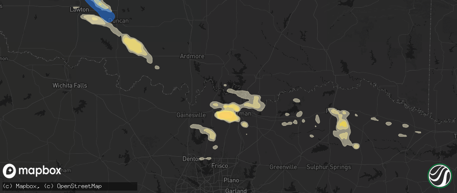 Hail map in Pottsboro, TX on May 9, 2026