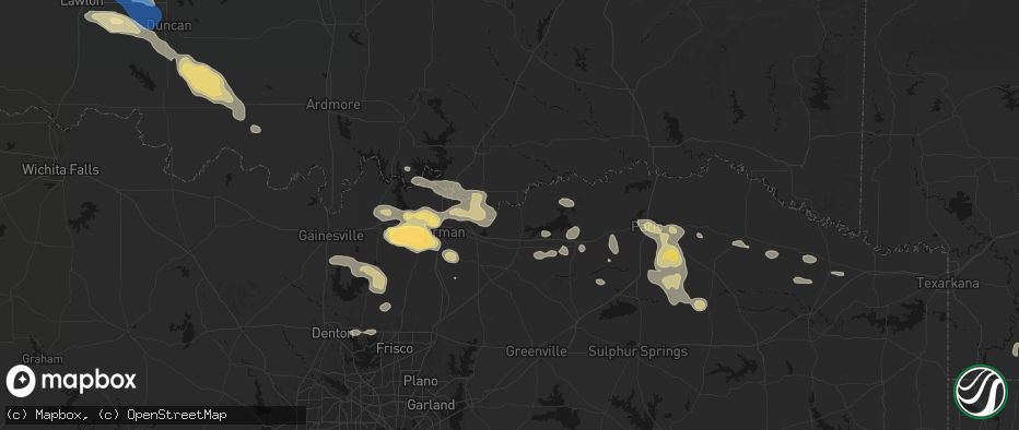 Hail map in Ravenna, TX on May 9, 2026