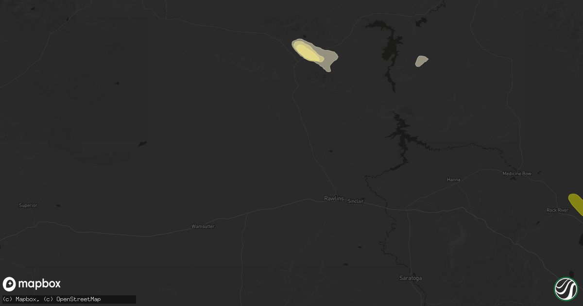 Hail map in Rawlins, WY on May 9, 2026