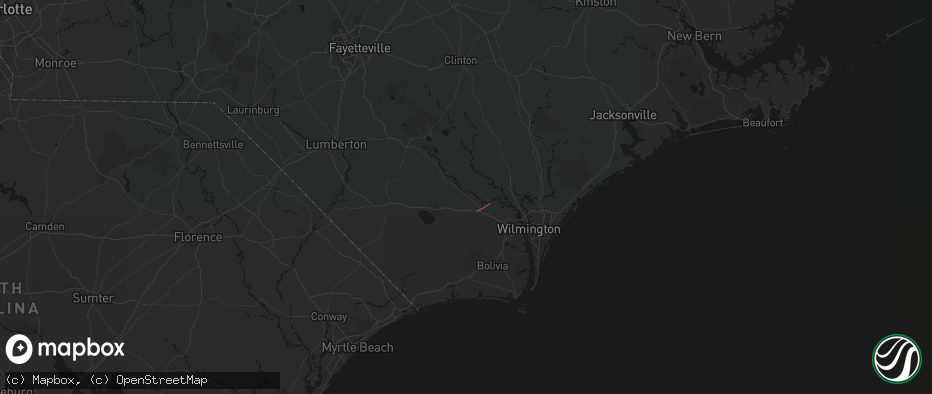 Hail map in Riegelwood, NC on May 9, 2026