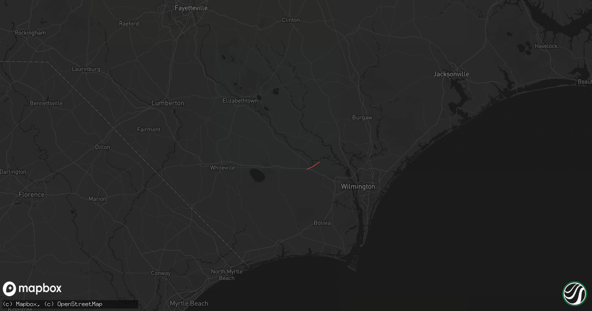 Hail map in Riegelwood, NC on May 9, 2026