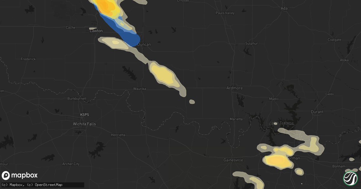 Hail map in Ringling, OK on May 9, 2026