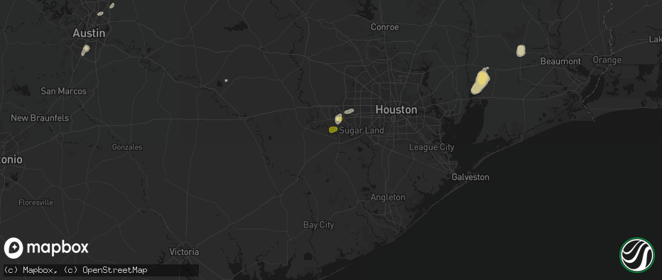 Hail map in Rosenberg, TX on May 9, 2026