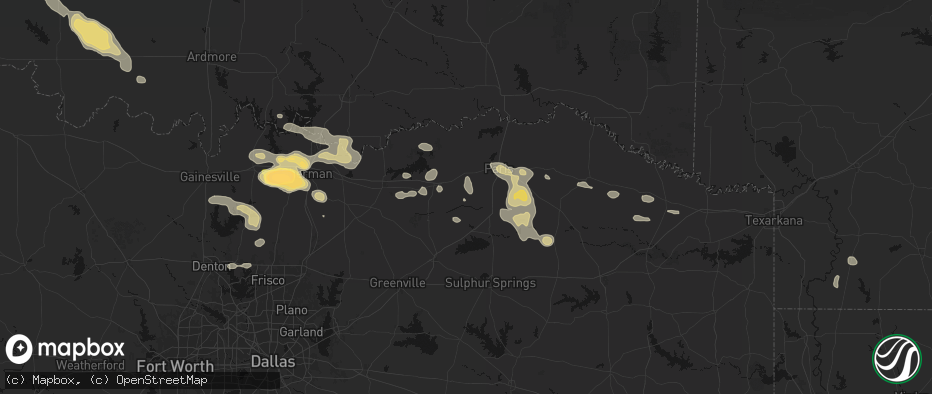 Hail map in Roxton, TX on May 9, 2026