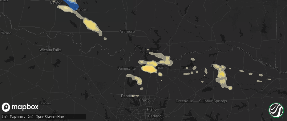 Hail map in Sadler, TX on May 9, 2026