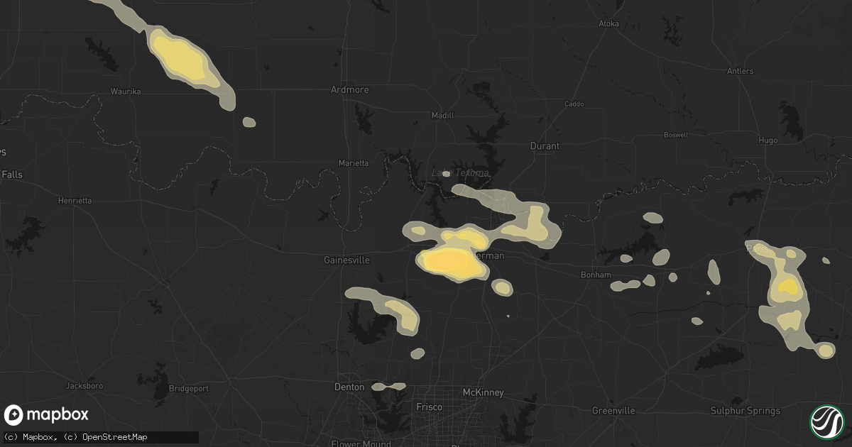 Hail map in Sadler, TX on May 9, 2026