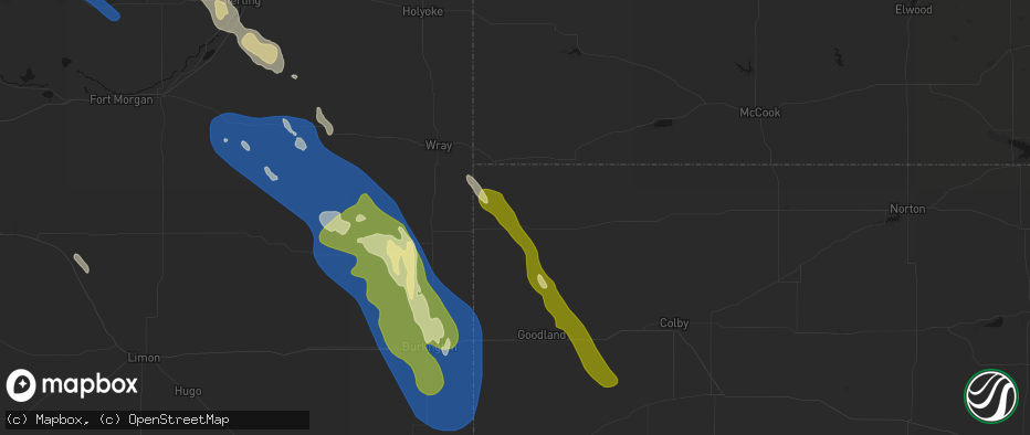 Hail map in Saint Francis, KS on May 9, 2026