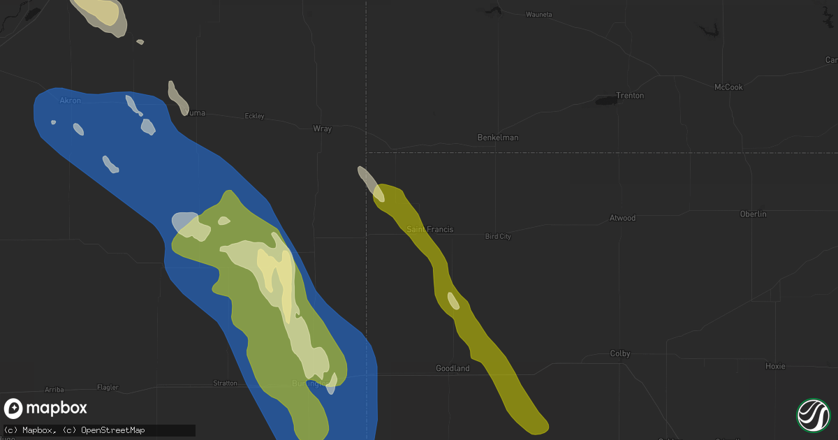 Hail map in Saint Francis, KS on May 9, 2026