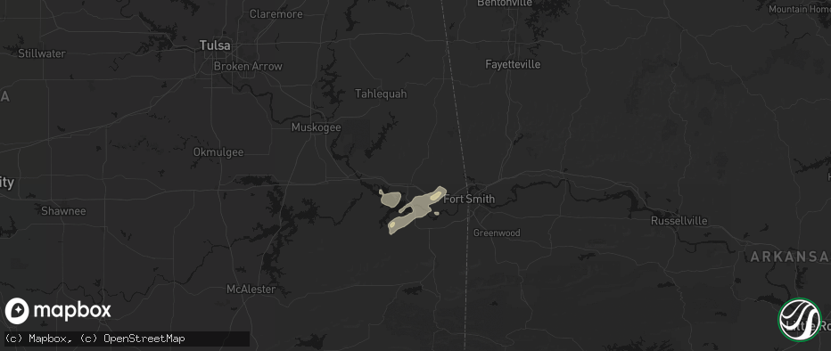 Hail map in Sallisaw, OK on May 9, 2026