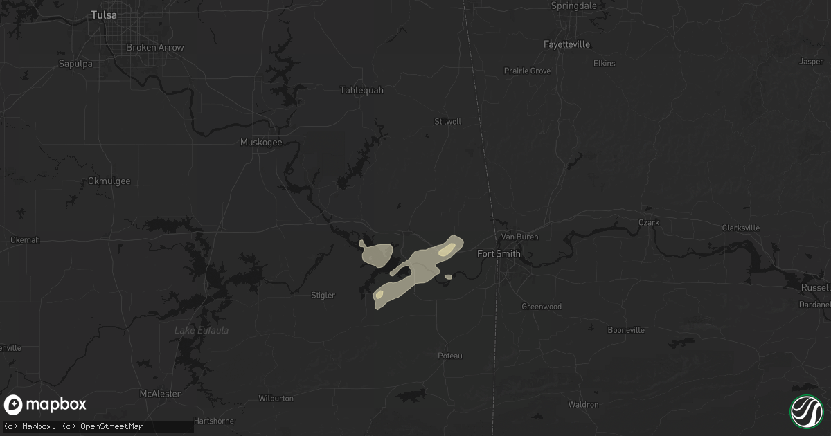 Hail map in Sallisaw, OK on May 9, 2026