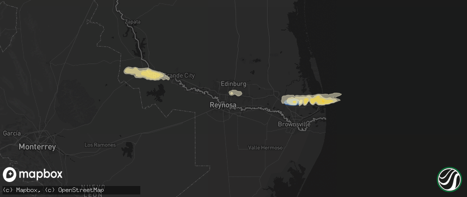 Hail map in San Juan, TX on May 9, 2026