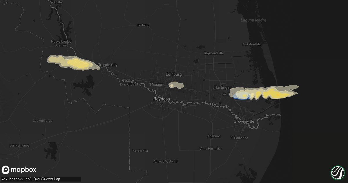 Hail map in San Juan, TX on May 9, 2026