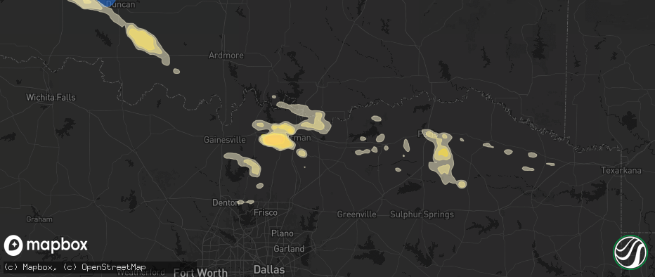 Hail map in Savoy, TX on May 9, 2026