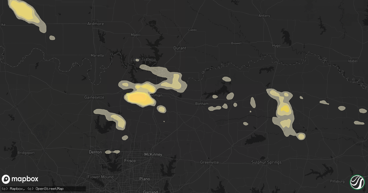 Hail map in Savoy, TX on May 9, 2026