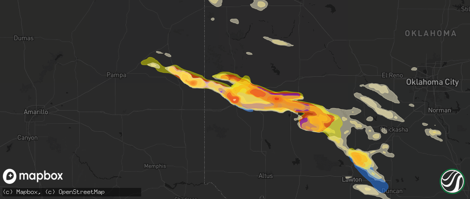 Hail map in Sayre, OK on May 9, 2026