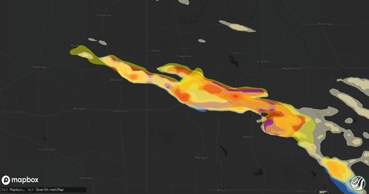Hail map in Sayre, OK on May 9, 2026