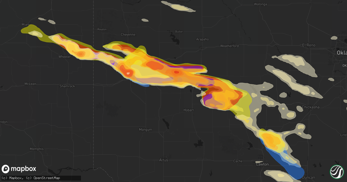 Hail map in Sentinel, OK on May 9, 2026