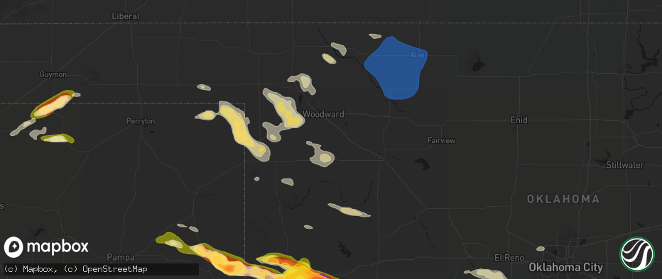Hail map in Sharon, OK on May 9, 2026
