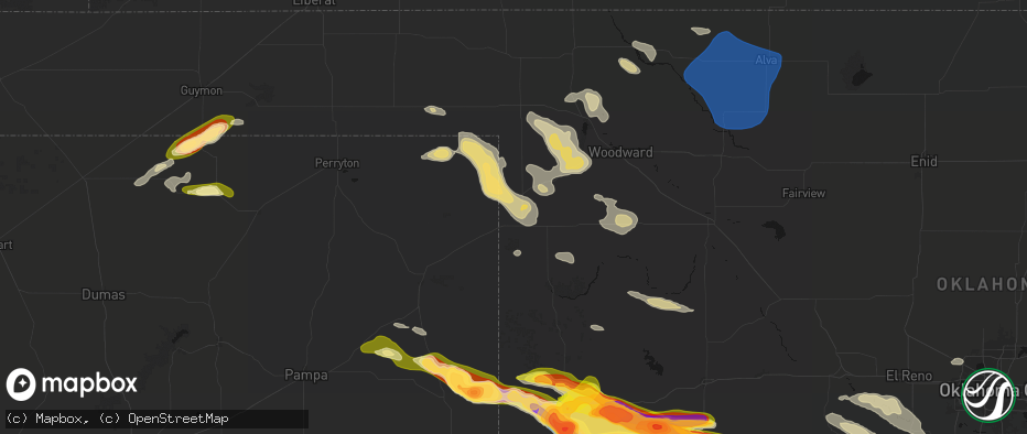 Hail map in Shattuck, OK on May 9, 2026