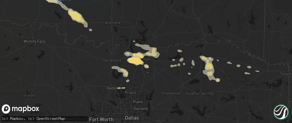 Hail map in Sherman, TX on May 9, 2026