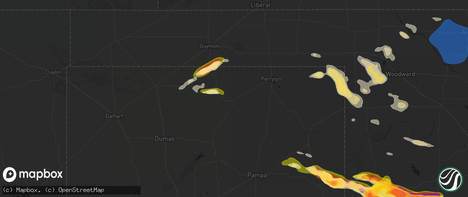 Hail map in Spearman, TX on May 9, 2026