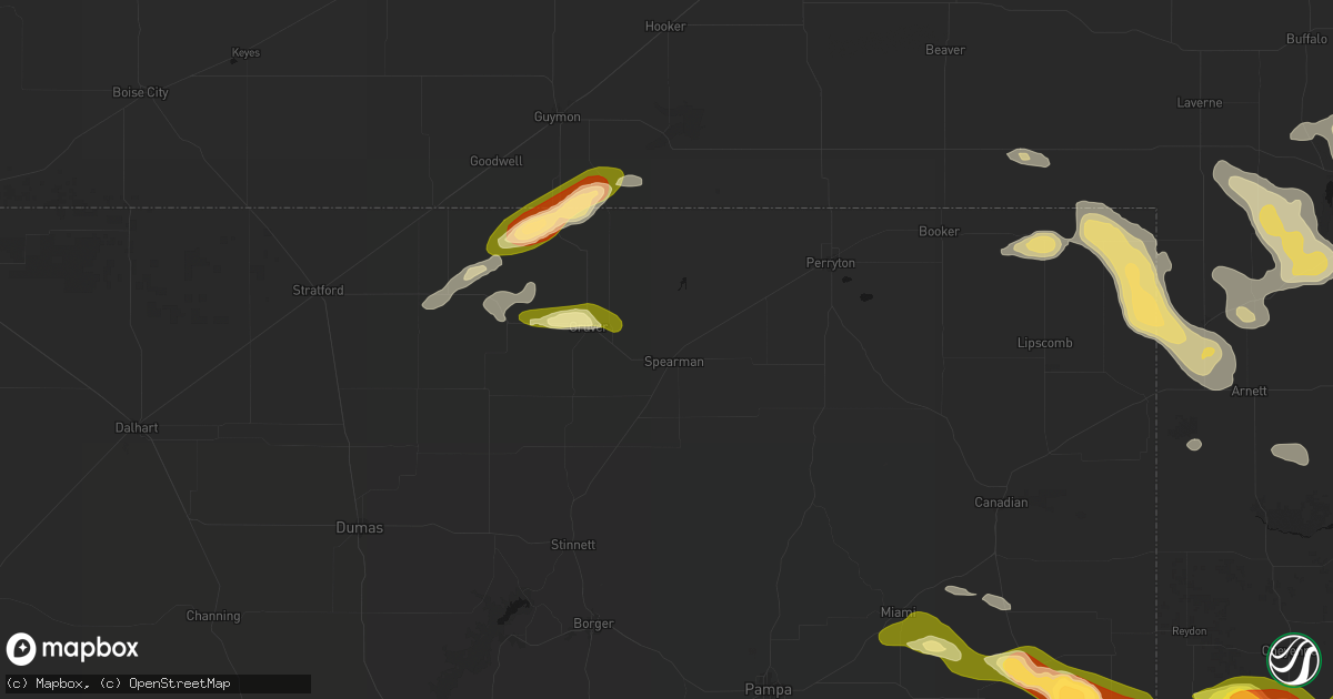 Hail map in Spearman, TX on May 9, 2026
