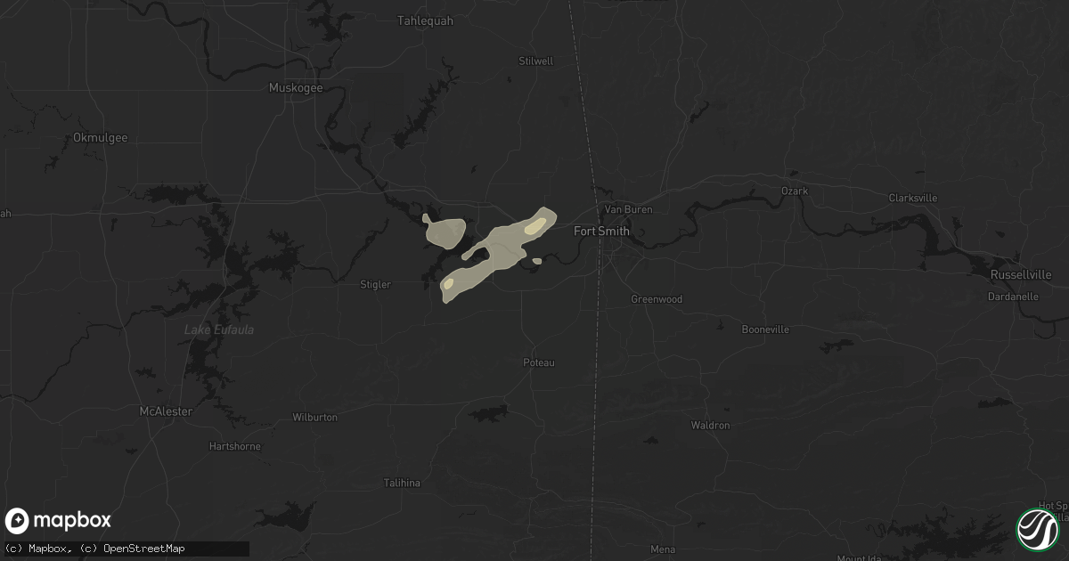 Hail map in Spiro, OK on May 9, 2026