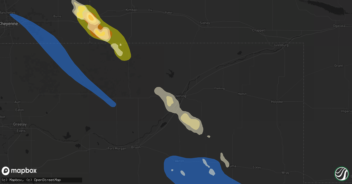 Hail map in Sterling, CO on May 9, 2026