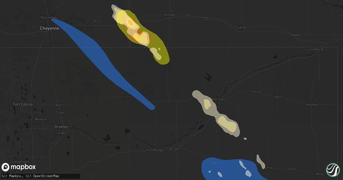 Hail map in Stoneham, CO on May 9, 2026