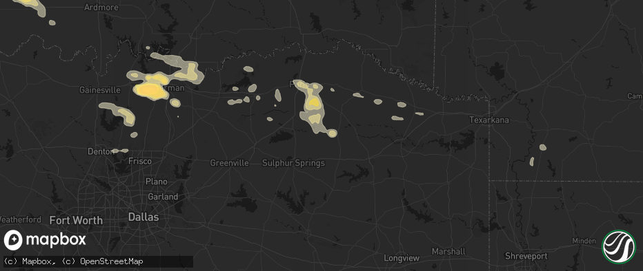 Hail map in Sulphur Bluff, TX on May 9, 2026