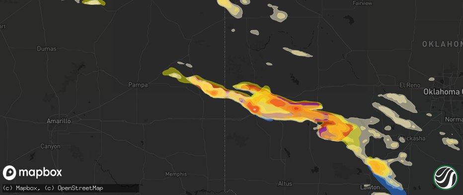 Hail map in Sweetwater, OK on May 9, 2026