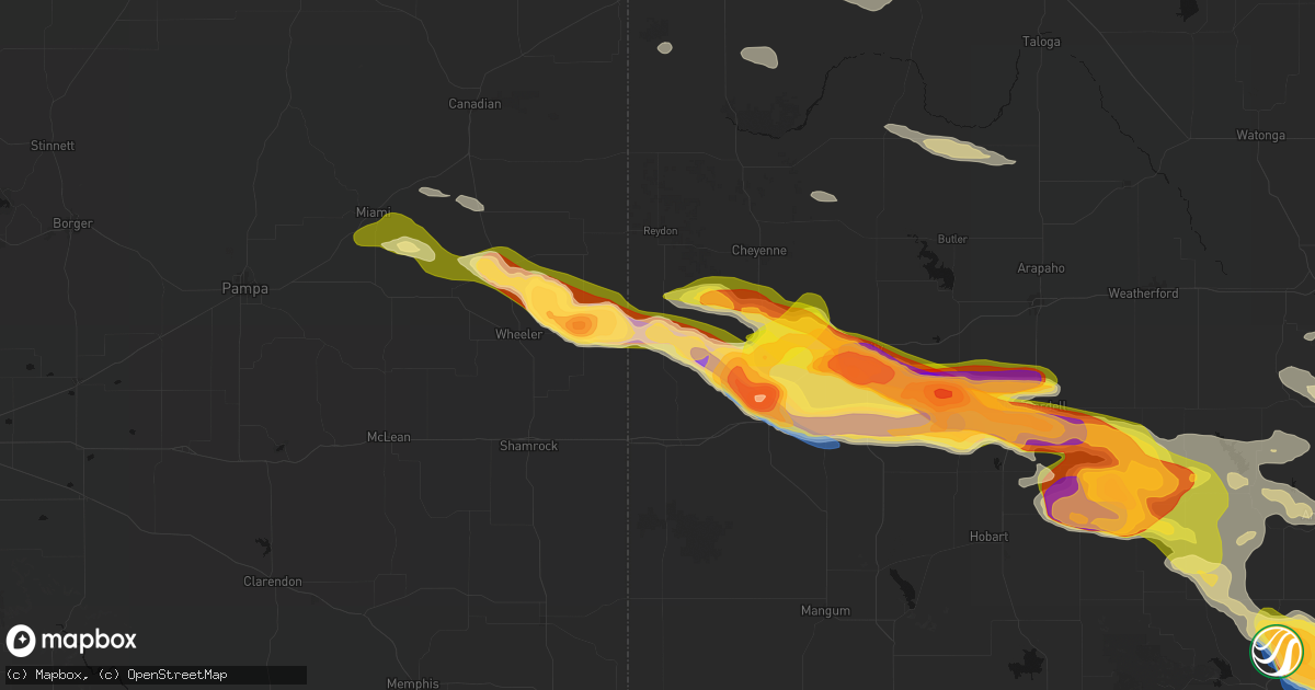 Hail map in Sweetwater, OK on May 9, 2026