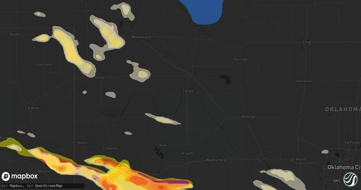 Hail map in Taloga, OK on May 9, 2026