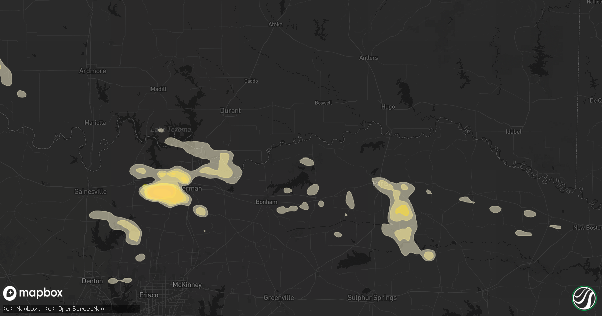 Hail map in Telephone, TX on May 9, 2026