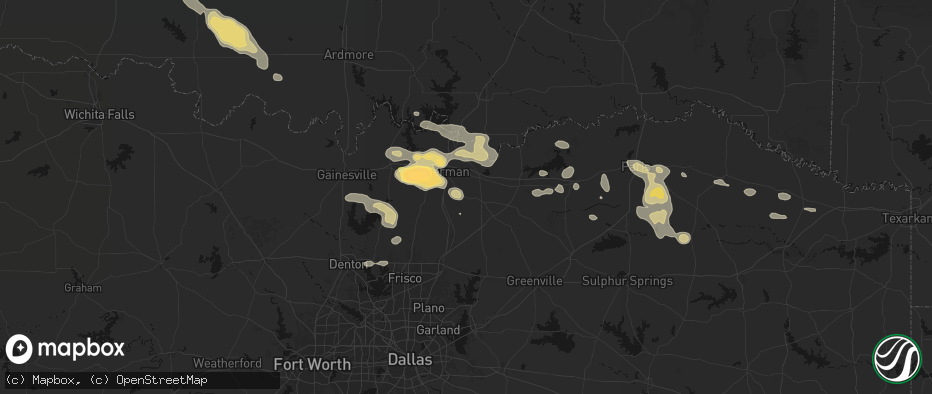 Hail map in Tom Bean, TX on May 9, 2026