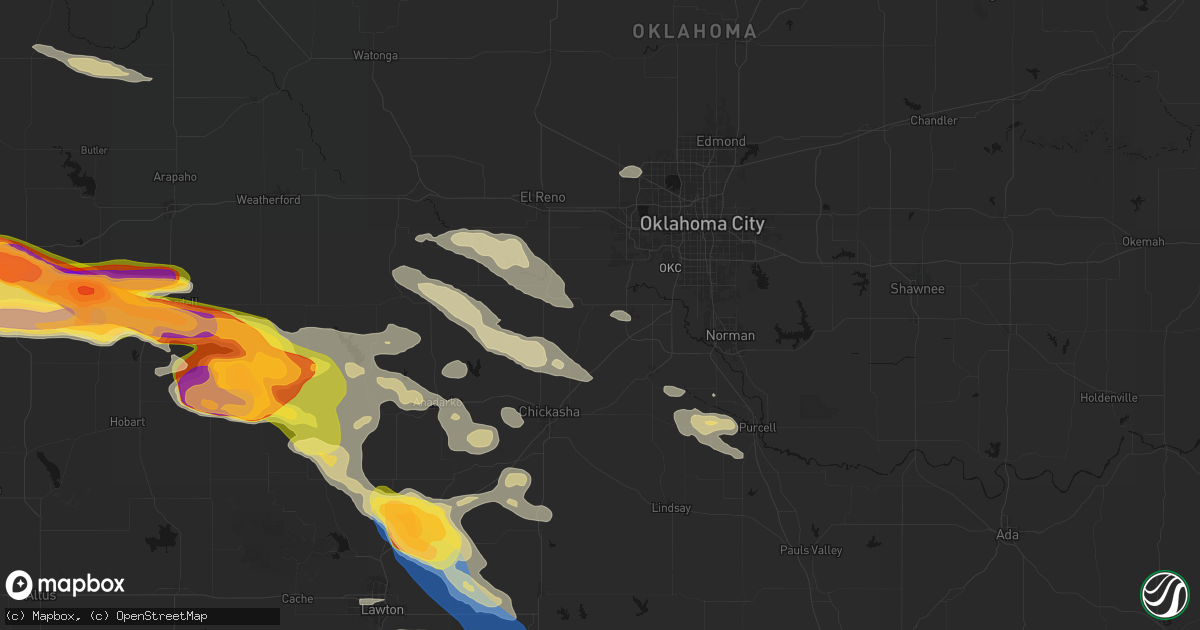 Hail map in Tuttle, OK on May 9, 2026